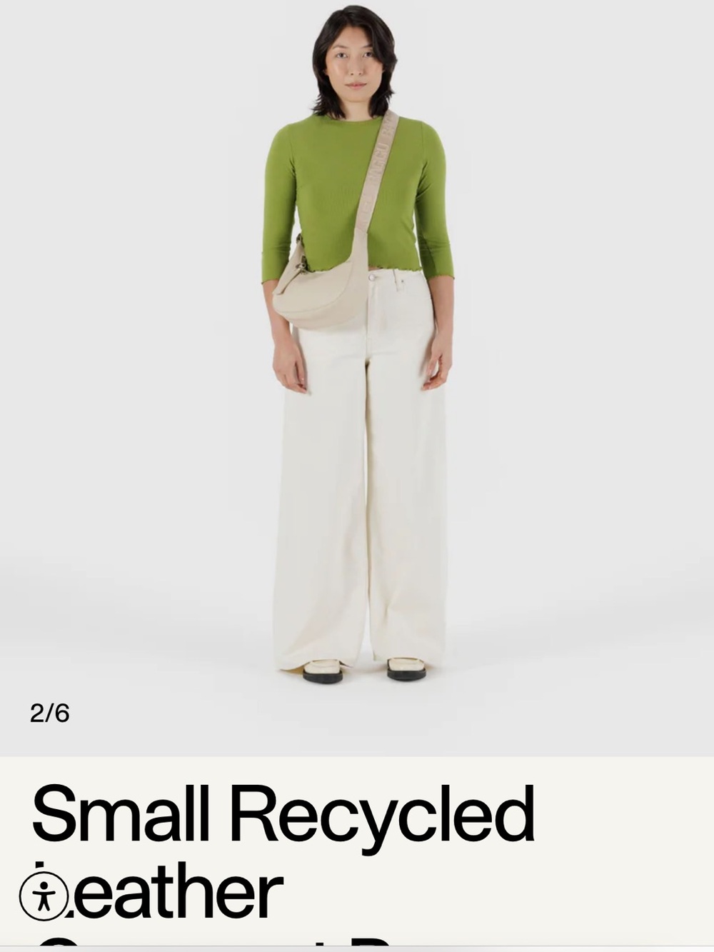 BAGGU Small Crescent Shoulder Bag in Cream - Picture 2 of 8